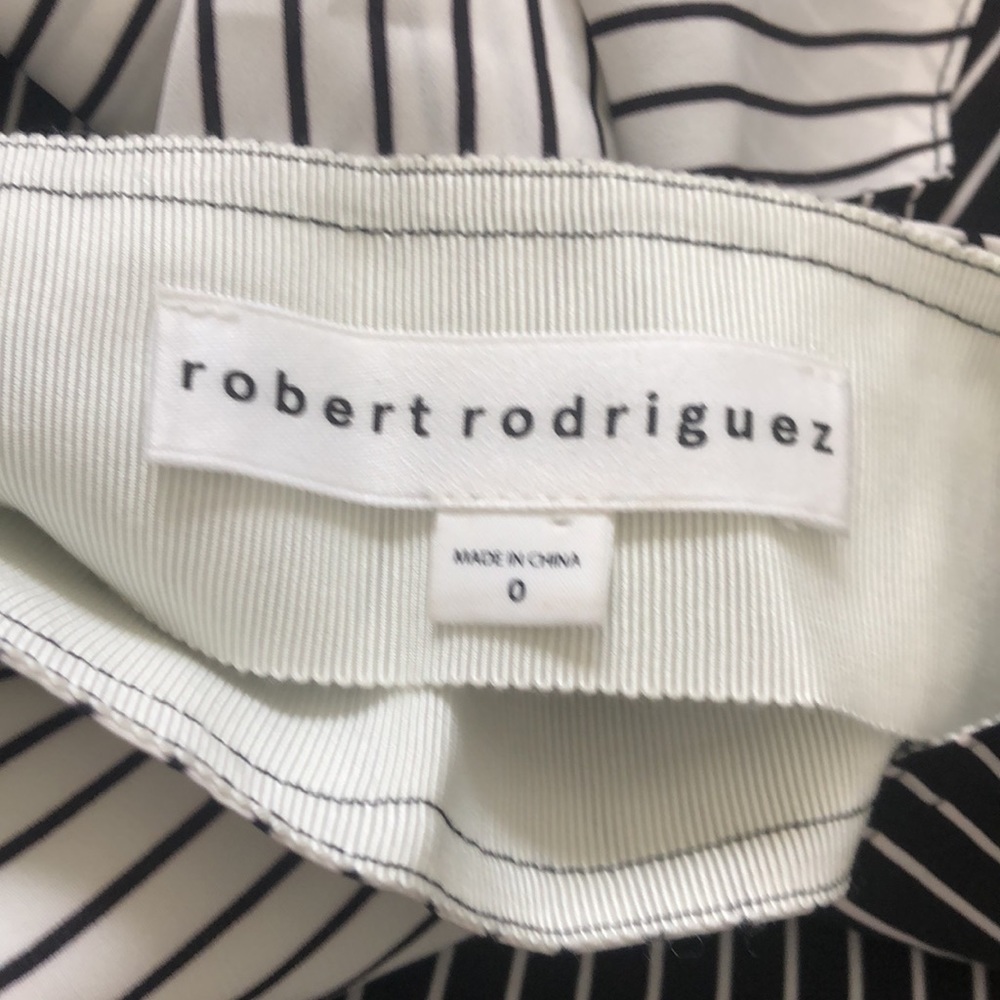 New Robert Rodriguez asymmetric stripe crepe contrast panel high rise midi skirt - Picture 14 of 14